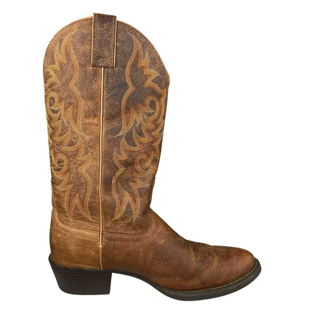 Justin Men’s Brown Leather Western Cowboy Boot Size US 8.5 D